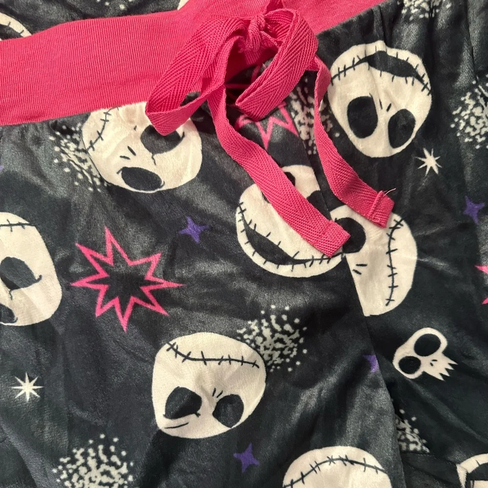 NWT Nightmare Before Christmas Pajama Pants Wide Leg Hot Pink Goth Disney Pjs L - Picture 5 of 7